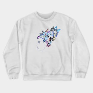 Girl with butterflies in hair Crewneck Sweatshirt